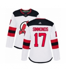 Women's New Jersey Devils #17 Wayne Simmonds Authentic White Away Hockey Jersey