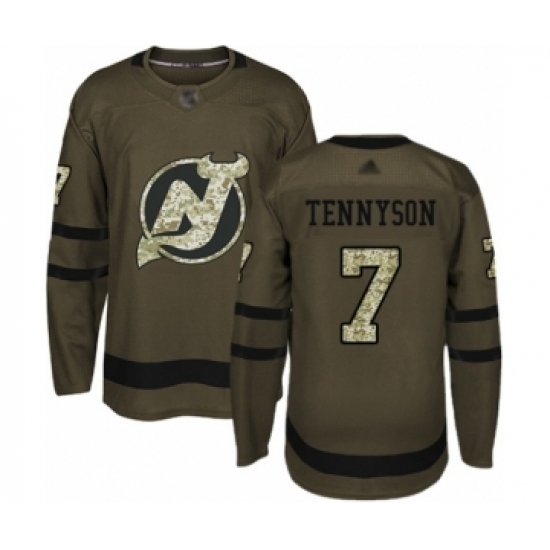 Men's New Jersey Devils #7 Matt Tennyson Authentic Green Salute to Service Hockey Jersey Men's New Jersey Devils #7 Matt Tennyson Authentic Green Salute to Service Hockey Jersey
