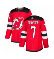 Men's New Jersey Devils #7 Matt Tennyson Authentic Red Home Hockey Jersey