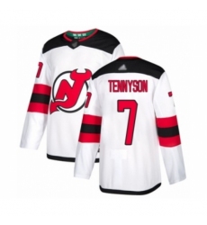 Men's New Jersey Devils #7 Matt Tennyson Authentic White Away Hockey Jersey