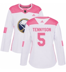 Women's Adidas Buffalo Sabres #5 Matt Tennyson Authentic White/Pink Fashion NHL Jersey