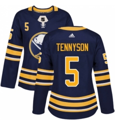 Women's Adidas Buffalo Sabres #5 Matt Tennyson Premier Navy Blue Home NHL Jersey