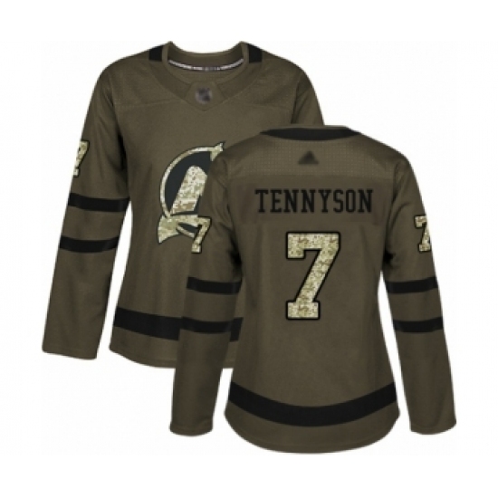 Women's New Jersey Devils #7 Matt Tennyson Authentic Green Salute to Service Hockey Jersey Women's New Jersey Devils #7 Matt Tennyson Authentic Green Salute to Service Hockey Jersey