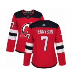Women's New Jersey Devils #7 Matt Tennyson Authentic Red Home Hockey Jersey