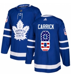 Men's Adidas Toronto Maple Leafs #8 Connor Carrick Authentic Royal Blue USA Flag Fashion NHL Jersey