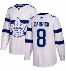 Men's Adidas Toronto Maple Leafs #8 Connor Carrick Authentic White 2018 Stadium Series NHL Jersey