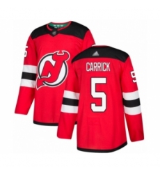 Men's New Jersey Devils #5 Connor Carrick Authentic Red Home Hockey Jersey