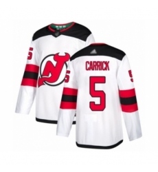 Men's New Jersey Devils #5 Connor Carrick Authentic White Away Hockey Jersey