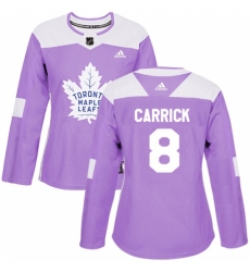 Women's Adidas Toronto Maple Leafs #8 Connor Carrick Authentic Purple Fights Cancer Practice NHL Jersey