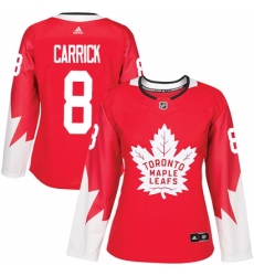 Women's Adidas Toronto Maple Leafs #8 Connor Carrick Authentic Red Alternate NHL Jersey