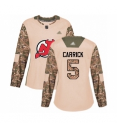 Women's New Jersey Devils #5 Connor Carrick Authentic Camo Veterans Day Practice Hockey Jersey