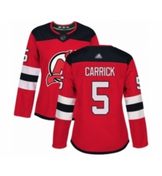 Women's New Jersey Devils #5 Connor Carrick Authentic Red Home Hockey Jersey