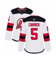 Women's New Jersey Devils #5 Connor Carrick Authentic White Away Hockey Jersey
