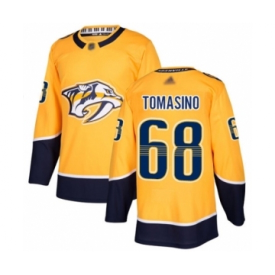 Men's Nashville Predators #68 Philip Tomasino Authentic Gold Home Hockey Jersey Men's Nashville Predators #68 Philip Tomasino Authentic Gold Home Hockey Jersey