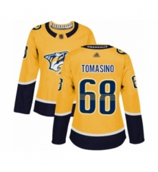 Women's Nashville Predators #68 Philip Tomasino Authentic Gold Home Hockey Jersey Women's Nashville Predators #68 Philip Tomasino Authentic Gold Home Hockey Jersey