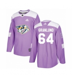 Men's Nashville Predators #64 Mikael Granlund Authentic Purple Fights Cancer Practice Hockey Jersey