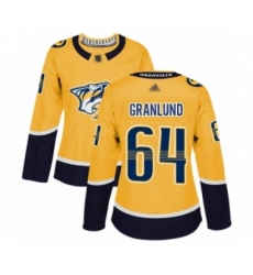 Women's Nashville Predators #64 Mikael Granlund Authentic Gold Home Hockey Jersey