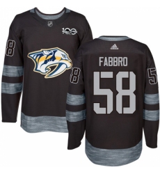 Men's Adidas Nashville Predators #58 Dante Fabbro Authentic Black 1917-2017 100th Anniversary NHL Jersey