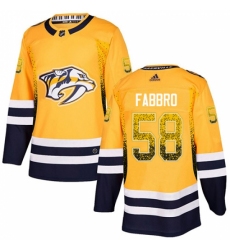 Men's Adidas Nashville Predators #58 Dante Fabbro Authentic Gold Drift Fashion NHL Jersey