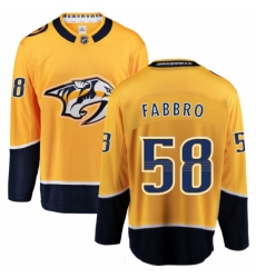 Men's Nashville Predators #58 Dante Fabbro Fanatics Branded Gold Home Breakaway NHL Jersey