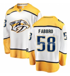 Men's Nashville Predators #58 Dante Fabbro Fanatics Branded White Away Breakaway NHL Jersey