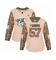 Women's Nashville Predators #57 Dante Fabbro Authentic Camo Veterans Day Practice Hockey Jersey