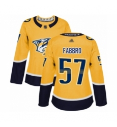 Women's Nashville Predators #57 Dante Fabbro Authentic Gold Home Hockey Jersey