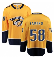 Youth Nashville Predators #58 Dante Fabbro Fanatics Branded Gold Home Breakaway NHL Jersey