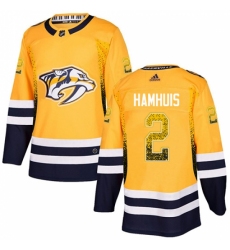 Men's Adidas Nashville Predators #2 Dan Hamhuis Authentic Gold Drift Fashion NHL Jersey