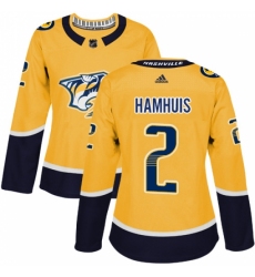 Women's Adidas Nashville Predators #2 Dan Hamhuis Authentic Gold Home NHL Jersey Women's Adidas Nashville Predators #2 Dan Hamhuis Authentic Gold Home NHL Jersey