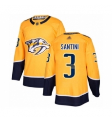 Men's Nashville Predators #3 Steven Santini Authentic Gold Home Hockey Jersey