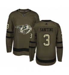 Men's Nashville Predators #3 Steven Santini Authentic Green Salute to Service Hockey Jersey