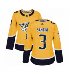 Women's Nashville Predators #3 Steven Santini Authentic Gold Home Hockey Jersey
