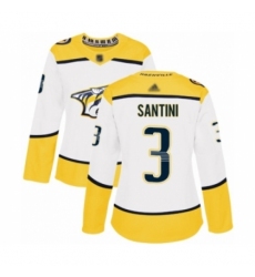 Women's Nashville Predators #3 Steven Santini Authentic White Away Hockey Jersey