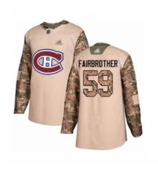 Men's Montreal Canadiens #59 Gianni Fairbrother Authentic Camo Veterans Day Practice Hockey Jersey