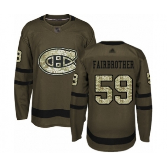 Men's Montreal Canadiens #59 Gianni Fairbrother Authentic Green Salute to Service Hockey Jersey Men's Montreal Canadiens #59 Gianni Fairbrother Authentic Green Salute to Service Hockey Jersey