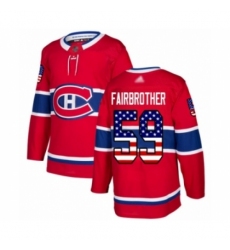 Men's Montreal Canadiens #59 Gianni Fairbrother Authentic Red USA Flag Fashion Hockey Jersey