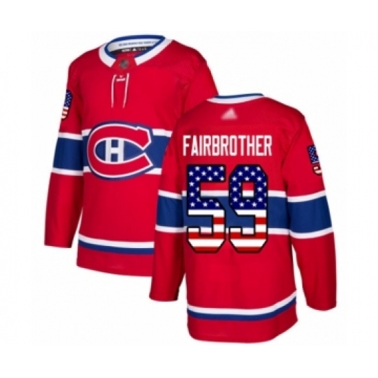 Men's Montreal Canadiens #59 Gianni Fairbrother Authentic Red USA Flag Fashion Hockey Jersey Men's Montreal Canadiens #59 Gianni Fairbrother Authentic Red USA Flag Fashion Hockey Jersey