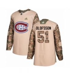 Men's Montreal Canadiens #51 Gustav Olofsson Authentic Camo Veterans Day Practice Hockey Jersey