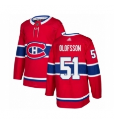 Men's Montreal Canadiens #51 Gustav Olofsson Authentic Red Home Hockey Jersey