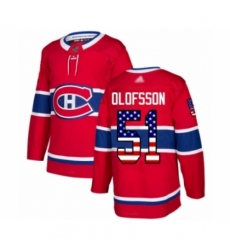 Men's Montreal Canadiens #51 Gustav Olofsson Authentic Red USA Flag Fashion Hockey Jersey