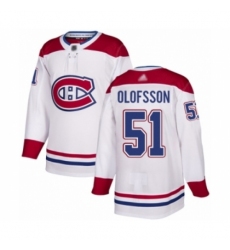 Men's Montreal Canadiens #51 Gustav Olofsson Authentic White Away Hockey Jersey