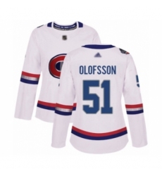 Women's Montreal Canadiens #51 Gustav Olofsson Authentic White 2017 100 Classic Hockey Jersey