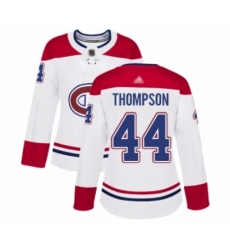 Women's Montreal Canadiens #44 Nate Thompson Authentic White Away Hockey Jersey
