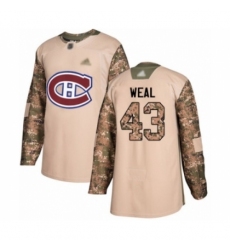 Men's Montreal Canadiens #43 Jordan Weal Authentic Camo Veterans Day Practice Hockey Jersey