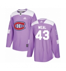 Men's Montreal Canadiens #43 Jordan Weal Authentic Purple Fights Cancer Practice Hockey Jersey