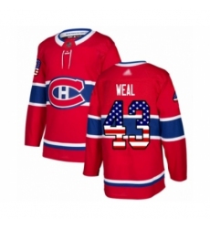 Men's Montreal Canadiens #43 Jordan Weal Authentic Red USA Flag Fashion Hockey Jersey