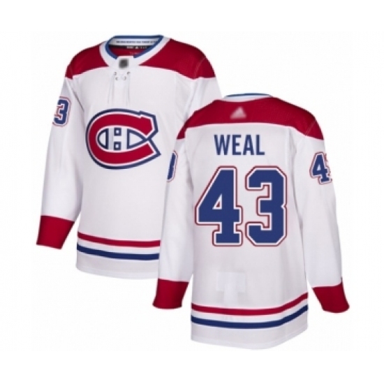 Men's Montreal Canadiens #43 Jordan Weal Authentic White Away Hockey Jersey Men's Montreal Canadiens #43 Jordan Weal Authentic White Away Hockey Jersey