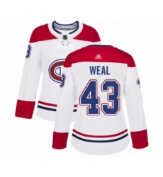 Women's Montreal Canadiens #43 Jordan Weal Authentic White Away Hockey Jersey