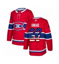 Men's Montreal Canadiens #37 Keith Kinkaid Authentic Red USA Flag Fashion Hockey Jersey